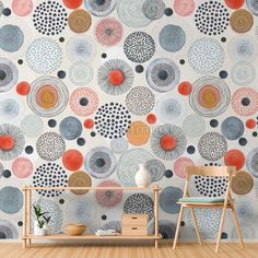 an artistic wallpaper design with circles and dots