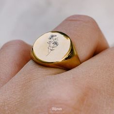 Birth flower jewelry Birth flower ring Flower ring | Etsy Elegant Gold Signet Ring With Birth Flower, Gold Signet Ring With Birth Flower For Wedding, Gold Wedding Signet Ring With Birth Flower, Birth Flower Round Ring As A Gift, Birth Flower Ring Gift, Vintage Birth Flower Rings For Gift, Vintage Birth Flower Rings For Gifts, Classic Birth Flower Jewelry As Gift, Gold Minimalist Birth Flower Ring