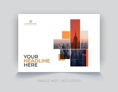 a brochure with an image of the city and skyscrapers in orange tones