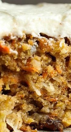 a piece of carrot cake with cream cheese frosting