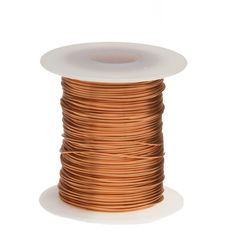 a spool of copper colored wire on a white background