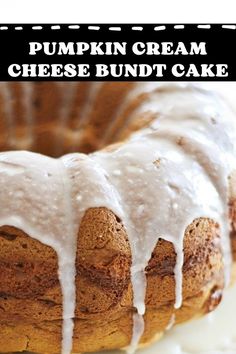 a pumpkin cream cheese bundt cake with icing