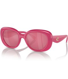 From COACH&#x2C; these women's sunglasses feature: Plastic/Acetate frameOval shapeSolid flash lensRx ableNon-polarizedApprox. 53mm lens-21mm bridge-140mm templeImported. Pink Coach Glasses, Coach Sunglasses With Tinted Lenses For Summer, Summer Coach Sunglasses With Tinted Lenses, Coach Polarized Sunglasses For Summer, Chic Coach Sunglasses With Uv Protection, Chic Coach Sunglasses With Polarized Lenses, Gift Wishlist, 20th Birthday Gift, Coats Women