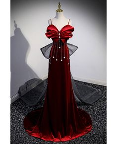 Get 10% off now! Buy formal long train velvet evening dress with stunning big bow in back at cheap price online. Free stable shipping and pro custom service since 2009. Velvet Evening Dress With Sweep Train For Wedding, Elegant Velvet Evening Dress With Sweep Train, Evening Velvet Wedding Dress, Elegant Evening Dress With Bow For Banquet, Elegant Velvet Prom Gown, Elegant Velvet Gown For Prom Season, Evening Velvet Dresses With Sweep Train, Velvet Evening Gown For Prom Season, Formal Velvet Dress With Sweep Train