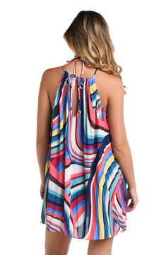 This swim collection features a striking and vibrant multicolored geometric print, exuding a playful energy that is perfect for poolside or beach outings. The A-shape silhouette looks fabulous on every body type, while the high neck brings balance to the shoulders while slimming the arms. [split] Details High-neck dress Pleated trapeze design Back neck tie Mid thigh Fabric 96% Polyester, 4% Elastane Shape Silhouette, Swimsuit Material, Dress Pleated, Trapeze Dress, Tanning Lotion, Sun Tan, Xl Dress, Pleated Dress, Geometric Print