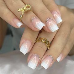 PRICES MAY VARY. 【Service Guarantee】If you have any questions about this white fake nails, please feel free to contact us by Email. In case of transportation damage or quality problems, REPLACEMENT guarantee is provided. 【Eco-Friendly】Our short press on nails are made of environmentally friendly ABS resin material, which is non-toxic, tasteless and environmentally friendly. 【Package Contents】24 PCS Press on Nails & A Nail File & Jelly Glue Stickers.(Durability of jelly glue is NOT as good as liq Pattern Nails, Ballet Nails, Ombre Pattern, Nagel Tips, Colorful Nails, Manicure Diy, Fake Nail, Nails Pink, Stick On Nails