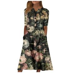 clearance Store,under $5 Clothes StoreClick Here Usmixi Summer Dresses for Women Casual Pocket Button Down Plus Size Tunic Dresses Elbow-Length V-Neck Camouflage Long Sun Dress Black XL FEATURE: Pull on Dress,Tunic Dress,Elbow-Length,Round Neck,Long,Floral Print,This is a casual dress with special design that can show your perfect figure, make you more attractive, and can easily control parties, cocktail,beaches and other occasions. MATERIAL:95% Rayon+5% Spandex.This Womens Dresses is made of hi Long Sun Dress, Plus Size Tunic Dress, Dresses For Women Casual, Tunic Dresses, Plus Size Tunic, Perfect Figure, Dress Tunic, Sun Dress, Special Design