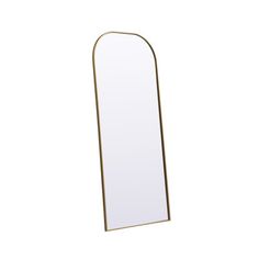 a tall mirror sitting on top of a white floor