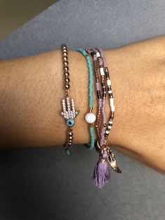 Dainty Rose Gold Beaded Bracelet With Tiny Beads, Rose Gold Beaded Bracelets Colorful Beads Gift, Rose Gold Beaded Friendship Bracelets With Round Beads, Dainty Rose Gold Beaded Bracelets For Jewelry Making, Tiny Bead Bracelet, Buddha Pendant Necklace, Boho Chic Bracelets, Dainty Rose, Bracelet Miyuki