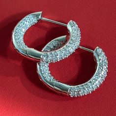 Gorgeous Pair Of 14k White Gold Hoop Earrings Set With 200 Round Shape Diamonds G-H I1-3. It Weights Approximately 8.3 Grams. Just Polished, Looks Great!! White Gold Hoop Earrings, White Gold Hoops, Hoop Earring Sets, Diamond Hoop Earrings, Brilliant Diamond, Gold Hoop, Gold Hoop Earrings, Earrings Set, Round Brilliant