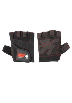 a pair of black and red gym gloves