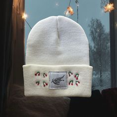 Cherries hand embroidered branded beanie. Acrylic knit beanie by Port & Company with woven Wild Fern label sewn on the front fold with hand done cherry design. Color options listed above. ALSO AVAILABLE IN LIGHT PINK UPON REQUEST. Available in unisex adult sizing. Cherry Design, Embroidered Beanie, Skull Cap Beanie, Design Color, Knit Beanie, Fern, Hand Embroidered, Caps Hats, Color Options