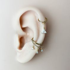 a pair of ear piercings on top of each other