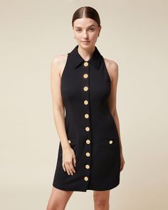 Luxury Collared Dresses With Pockets, Affordable Collared Mini Dress For Day Out, Luxury Collared Belted Dress, Trendy Affordable Mini Dress With Buttons, Cheap Fitted Sleeveless Dress With Buttons, Luxury Lapel Collar Dress For Fall, Luxury Collared Dresses For Daywear, Luxury Collared Dress For Business Casual, Trendy Cheap Mini Dress With Buttons