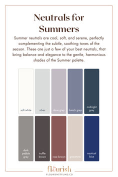 Summer Neutrals Palette, Soft Summer Color Palette Brown, Cool Soft Summer Color Palette, Cool Summer Tone Outfits, Cool Summer Browns, Capsule Wardrobe True Summer, Soft Summer Accessories, Classic Summer Color Palette, Summer Tones Color Palettes