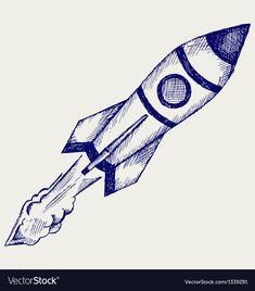 a drawing of a hand holding a rocket