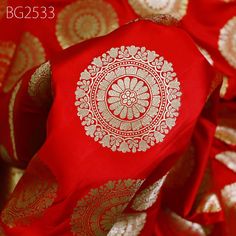 Red Brocade Fabric by the Yard Indian Wedding Dresses Varanasi Silk Crafting Sewing Costume Lehenga Valances Drapery Blouses Upholstery. This is a beautiful pure banarasi brocade in mandala design fabric in Red and Gold ➤Product: Brocade Fabric ➤Fabric Type: Blended (Viscose + Rayon) Fine Quality Zari Brocade Weaving from Banaras ➤Color: Base color is Red and Gold. ➤Width: 42 Inches ➤Condition: New  ➤Code: bg2533 ➤Listing for 1 Yard of fabric. ➤Care: Dry Clean Only Super Fine Quality Brocade Weaving from Banaras. During the Mughal period (1556-1707), when brocade was extremely popular with the rich, the great center of brocade weaving were Benares (Vārānasi). You can use this fabric to make Dresses, Tops, Blouses, Jackets, Crafting, Clutches or Evening Bags, Embellish your clothes, Pillows Indian Wedding Dresses, Banarasi Brocade, Viscose Rayon, Indian Wedding Dress, Design Fabric, Brocade Fabric, Varanasi, Red And Gold, Mandala Design