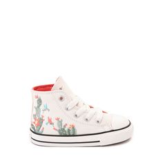 Converse Chuck Taylor All Star Hi Succulents Sneaker - Baby / Toddler - Vintage White | Journeys Baby Converse Shoes, Toddler Converse, Baby Converse, Shoe Size Chart Kids, Converse Chuck Taylor White, Girls Converse, Kids Converse, Vintage Toddler, Cute Baby Shoes