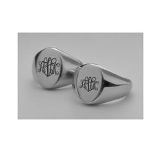 Our personalized signet ring set can be custom engraved for your engagement, as promise rings or wedding bands. A personalized ring is a sentiment of love that can be inscribed with names, dates or any custom message. If you would like a logo, enter the number in parentheses in the text for engraving. This silver signet ring set has a comfort fit and is made from the highest quality stainless steel that will never rust, change color or fade. Our rings are customized with precision laser engraving that is clear and bold, and most importantly, will last a lifetime.  Personalized Signet Ring Set Finish: High Polish Stainless Steel Sizes available: 5-6-7-8-9-10-11-12-13-14-15 IMPORTANT: **A restocking fee for replacement rings will be charged if an incorrect ring size is ordered and does not f Classic Customizable Jewelry For Personalized Gifts, Formal Stainless Steel Round Band Jewelry, Classic Adjustable Customizable Jewelry, Adjustable Initial Ring With Polished Finish For Wedding, Customizable Adjustable Silver Engraved Ring, Classic Engraved Stainless Steel Signet Ring, Minimalist Engraved Stainless Steel Rings, Classic Personalized Stainless Steel Jewelry, Classic Stainless Steel Jewelry For Personalized Gifts