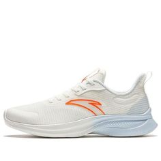 (WMNS) ANTA Running Shoes 'White Orange' 922335501-4 White Sneakers With Branded Insole For Jogging, White Breathable Lace-up Sneakers, Casual White Breathable Sneakers, Comfortable White Slip-on Walking Shoes, White Breathable Low-top Running Shoes, White Breathable Low-top Walking Shoes, White Low-top Breathable Walking Shoes, White Breathable Sneakers With Round Toe, Comfortable White Lace-up Running Shoes