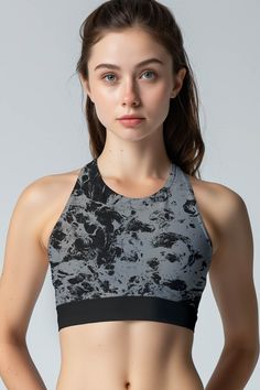 An effortless sporty look for days with our versatile padded sports bra. Designed with a high neck and a supportive elastic band, this cute crop top delivers stability and full coverage. It is fully lined and has removable cups for an optional fit. Made from the highest quality fabric with UV 50 + properties, this long-line yoga top is super lightweight and silky soft on skin. It provides breathable wear and a range of movement for any activity. One-of-a-kind piece to perfectly match your active Sporty Crop Top, Cute Crop Top, Yoga Top, Padded Sports Bra, Cute Crop Tops, Yoga Tops, Sporty Look, Active Lifestyle, Bra Women