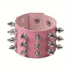 Pink Punk Spike Wrist Cuff Rivet Bangle Bracelet Vegan Leather Goth New Gift Brand New In Original Package No Tags Attached Punk Goth Style Rivet Spike Wrist Cuff Bracelet Double Snap Closure Silver Tone Metal Faux Leather Color: Pink Great Gift Idea Stocking Stuffer Secret Santa ***Check Out My Other Great Items*** Bundle & Save $$$ On Shipping (T3j199) Tags Home, Country ,Collectable, Vintage, Figurine ,Office, Boho, Hippie, Stylish, Gift, Fashion, Surfer, Vacation, Beach, Unisex, Vegan, Minim Punk Style Leather Cuff Bracelet, Adjustable Punk Cuff Bracelet, Punk Cuff Bracelets With Rivets, Silver Studs Jewelry For Party, Silver Stud Jewelry For Parties, Punk Style Cuff Bracelet As Gift, Trendy Adjustable Spiked Bracelets, Silver Punk Bracelets With Spikes, Rock Style Spiked Jewelry For Parties