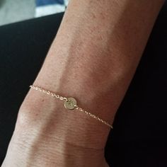 Super Dainty Initial Bracelet Delicate Personalized Tiny | Etsy Minimalist Monogram Bracelet For Everyday, Minimalist Round Charm Bracelet For Everyday, Dainty Monogram Name Bracelet As A Gift, Minimalist Monogram Bracelets For Gifts, Minimalist Monogram Bracelets As Gifts, Dainty Personalized Round Charm Bracelet, Dainty Adjustable Monogram Bracelet, Disc Bracelet, Initial Bracelet