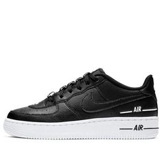 (GS) Nike Air Force 1 LV8 3 'Black' CJ4092-001 (AF1/SNKR/Retro/Skate/Casual/Low Top) Nike Sneakers With Logo Print For Streetwear, Nike Sneakers With Logo Print And Round Toe, Black Logo Print Sneakers For Streetwear, Nike Sneakers With Logo Print, Black Sneakers With Logo Print For Sports, Casual High-top Nike Air Force 1 For Streetwear, Nike Air Force 1 Casual Lace-up For Streetwear, Black Sporty Custom Sneakers With Logo Print, Nike Air Force 1 Mid-top Casual Streetwear