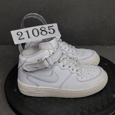 New! Nike Air Force 1 Mid LE Shoes Toddler Sz 12 White Hook & Loop Sneakers Trainers was just added to eBay. Check it out! #eBay #eBaySeller Sporty Nike Air Force 1 High-top With Laces, Nike High-top Running Shoes With Laces, Nike Air Force 1 With White Sole And Laces, Nike Air Force 1 With White Sole And Perforations, Nike Air Force 1 Sports Shoes With Perforations, Nike Air Force 1 With Perforations And Round Toe, Nike Air Force 1 With Perforations For Sports, Nike Air Force 1 High-top Sports Shoes, Nike Air Force 1 Mid-top Sports Shoes