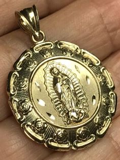 GoLD Jesus virgin Mary Guadalupe Pendant 10k Yellow 2 Side necklace 3D 1.40” | eBay Virgin Mary Necklace Gold, Mary Guadalupe, 3d Pendant, Belly Tattoos, Catholic Necklace, Virgin Mary Necklace, Mexican Jewelry, Gold Chain With Pendant, Dope Jewelry