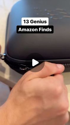 a person is holding an amazon finder in front of a computer screen with the text 13 genius amazon finds