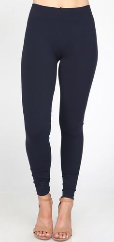 These smooth and comfortable full-length leggings are designed to keep you looking and feeling great all day long. These leggings feature a regular 2" waistband. One size fits all leggings! (Up to size 12) Tight Full-length Leggings With Wide Waistband, Full Length Tight Leggings With Wide Waistband, High Stretch Elastane Leggings With Elastic Waistband, Casual 4-way Stretch Tights For Loungewear, Trendy Full-length Elastane Leggings, Compression Full-length Elastane Leggings, Full-length Leggings With Wide Waistband For Pilates, Full Length Leggings With Wide Waistband For Pilates, Full-length Workout Leggings With Wide Waistband