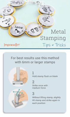 the instructions for how to make a metal stamp bracelet