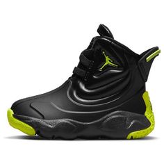 (TD) Air Jordan Drip 23 Rain Boot 'Black Atomic Green' CT5799-001 (SNKR) Black High-top Jordan Shoes For Streetwear, Black High-top Jordan Shoes, Black Breathable Lace-up Jordan Shoes, Sporty Black Jordan Shoes With Abzorb Midsole, Black High-top Sneakers With Branded Insole For Outdoor, Dynamic Mid-top Black Sneakers, Dynamic Black Mid-top Sneakers, Black High-top Jordan Shoes With Branded Insole, Black High-top Jordan Shoes For Outdoor