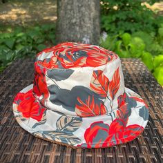 Questions? Leave A Comment Below! One Size Multicolor Reversible Wide Brim Bucket Hat, Floral Print Bucket Hat For Spring, Spring Floral Print Bucket Hat, Floral Bucket Hat, Orange Cream, Sherpa Lined, Poppy Flower, Bucket Hat, Poppies