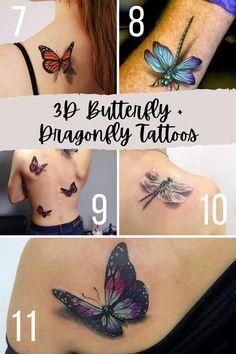 the butterfly tattoos are different colors and sizes, but not all have butterflies on them