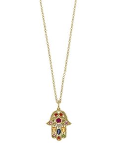 Bloomingdale's Rainbow Gemstone & Diamond Hamsa Pendant Necklace in 14K Yellow Gold, 18 - 100% Exclusive Hamsa Pendant, Rainbow Gemstones, Exclusive Jewelry, Jewelry Accessories, Gold Necklace, Yellow Gold, Pendant Necklace, Rainbow, Gemstones