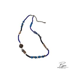 Bjux - Collar de cuentas de piedra azul de diseño collar de cadena con cierre Blue Adjustable Long Necklace, Blue Single Strand Long Beaded Necklace, Blue Long Single Strand Beaded Necklace, Adjustable Blue Beaded Turquoise Necklace, Bohemian Blue Beaded Necklaces With Natural Stones, Blue Bohemian Beaded Necklace With Natural Stones, Blue Beaded Amulet Style Turquoise Necklace, Blue Beaded Turquoise Amulet Necklace, Long Blue Beaded Turquoise Necklace