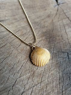 A sea shell necklace made of natural shells casted in brass and plated with quality, nickel free 14k gold plating. The necklace is made of 14k gold filled. Dainty Gold Shell Jewelry, Ocean-inspired Gold Shell Charm Necklace, Dainty Gold Shell Charm Necklace, Dainty Gold Shell-shaped Necklace, Delicate Gold Necklace For Beach, Ocean-inspired Gold Shell Charm Necklaces, Necklace Gold Pendant, Sea Shell Necklace, Necklace Shell