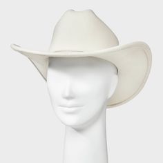 Add a timeless classic to your hat collection with this Western Hat from Universal Thread™. Made from midweight felt fabric in a solid color, this western-style hat features a dented crown and curved brim. Designed with an adjustable fit for comfortable wear, it adds a stylish finishing touch to a wide variety of outfits. Universal Thread™: Found exclusively at Target. Country Style Felt Hat With Curved Brim For Rodeo, Western Solid Hat Bands For Rodeo, Solid Brimmed Felt Hat For Western-themed Events, Classic Curved Brim Felt Hat For Ranch, Rigid Short Brim Felt Hat For Rodeo, Curved Brim Felt Hat For Rodeo And Kentucky Derby, Classic Felt Hat With Curved Brim For Rodeo, Classic Fedora Felt Hat For Ranch, Solid Color Curved Brim Felt Hat For Rodeo