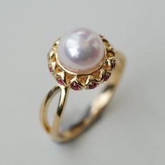 Buy Milky White Pearl & Ruby Floral Proposal Ring 14K Daily Worn online on Etsy India. Shop for handmade, vintage and unique Statement Rings items from GemCARAT online on Etsy