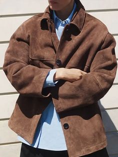 Vintage Brown Single Breasted Suede Jacket Women Elegant Lapel Long Sleeves Pocket Coats 2024 Autumn College Outfits Women, Winter Mode Outfits, Suede Jacket Women, Short Coats Women, Mode Mantel, Ladies Short Jackets, Loose Coats, Suede Fashion, Fall Capsule Wardrobe