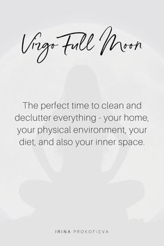 the words virgo - full moon are written in black on a white background with an image of a woman doing yoga