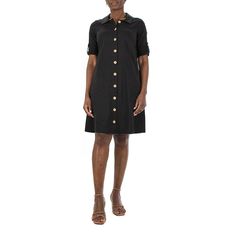 The mod-inspired look of this women's Nina Leonard shirt dress is a fun choice for any occasion. Plus, it has pockets! The mod-inspired look of this women's Nina Leonard shirt dress is a fun choice for any occasion. Plus, it has pockets!Finding the perfect fit and size for women's clothing requires basic measurements of your chest, waist, hips and inseam. Use this guide to learn more about sizing and everything Kohl's has to offer in women's fashion. Button front Roll-tab short sleeves 2 pockets