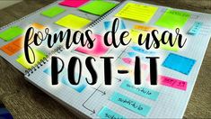 the words formas de usar post - it on top of a notebook