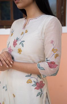 Luxury Cotton Kurta For Festivals, Luxury Cotton Kurta For Festive Occasions, Luxury Casual Kurta For Spring, Luxury Floral Embroidered Straight Kurta, Luxury Designer Cotton Kurta, Cheap Embroidered Kurta For Festivals, Casual Spring Kurta, Casual Cotton Kurta For Affordable Price, Close Neck Kurti Designs