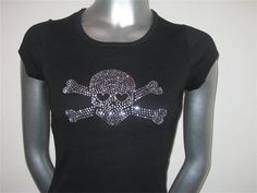 Rhinestone Skull And Crossbone Scene Shirts, Bling Aesthetic, Industrial Goth, Rhinestone Outfit, Rhinestone Skull, Rhinestone Tees, Clothes Board, Rhinestone Shirts, Skull Clothing