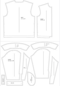 the front and back views of a sewing pattern for a vest or top with sleeves