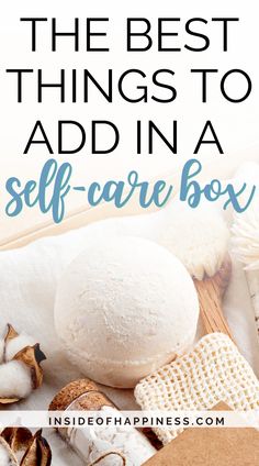 a bathbomb and self-care products, overlay text the best things to add in a self-care box Diy Selfcare Gift Basket, Self Love Products, Self Care Basket Ideas Diy Gifts, Self Care Box Ideas Gift, Self Care Baskets, Selfcare Gift Basket, Self Care Box Ideas, Self Care Party, Self Care Tattoo Ideas