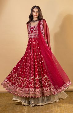 Royal Red Bridal Dress Pakistani in Lehenga Gown Style Bridal Dress Pakistani, Pakistani Gown, Pakistani Bridal Dress, Dress Pakistani, Red Bridal Dress, Lehenga Gown, Gown Style, Pakistani Bridal Dresses, Pakistani Wedding Dresses